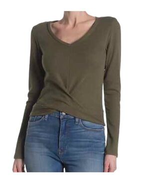 🎀 5/$20 🎀 Abound Olive Night Twist Front V-Neck Long Sleeve Top By Abound size L